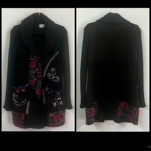 Sioni Embroidered Wool Mohair Boho Cardigan Jacket